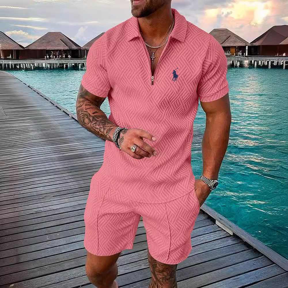 Men's printed POLO shirt suit lapel short-sleeved pullover casual men's T-shirt