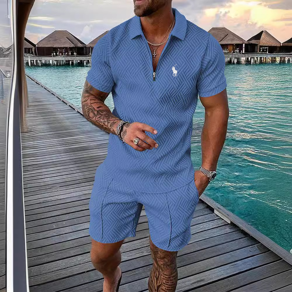Men's printed POLO shirt suit lapel short-sleeved pullover casual men's T-shirt