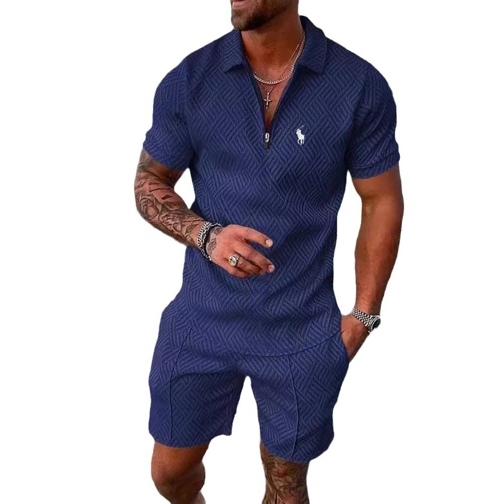 Men's printed POLO shirt suit lapel short-sleeved pullover casual men's T-shirt
