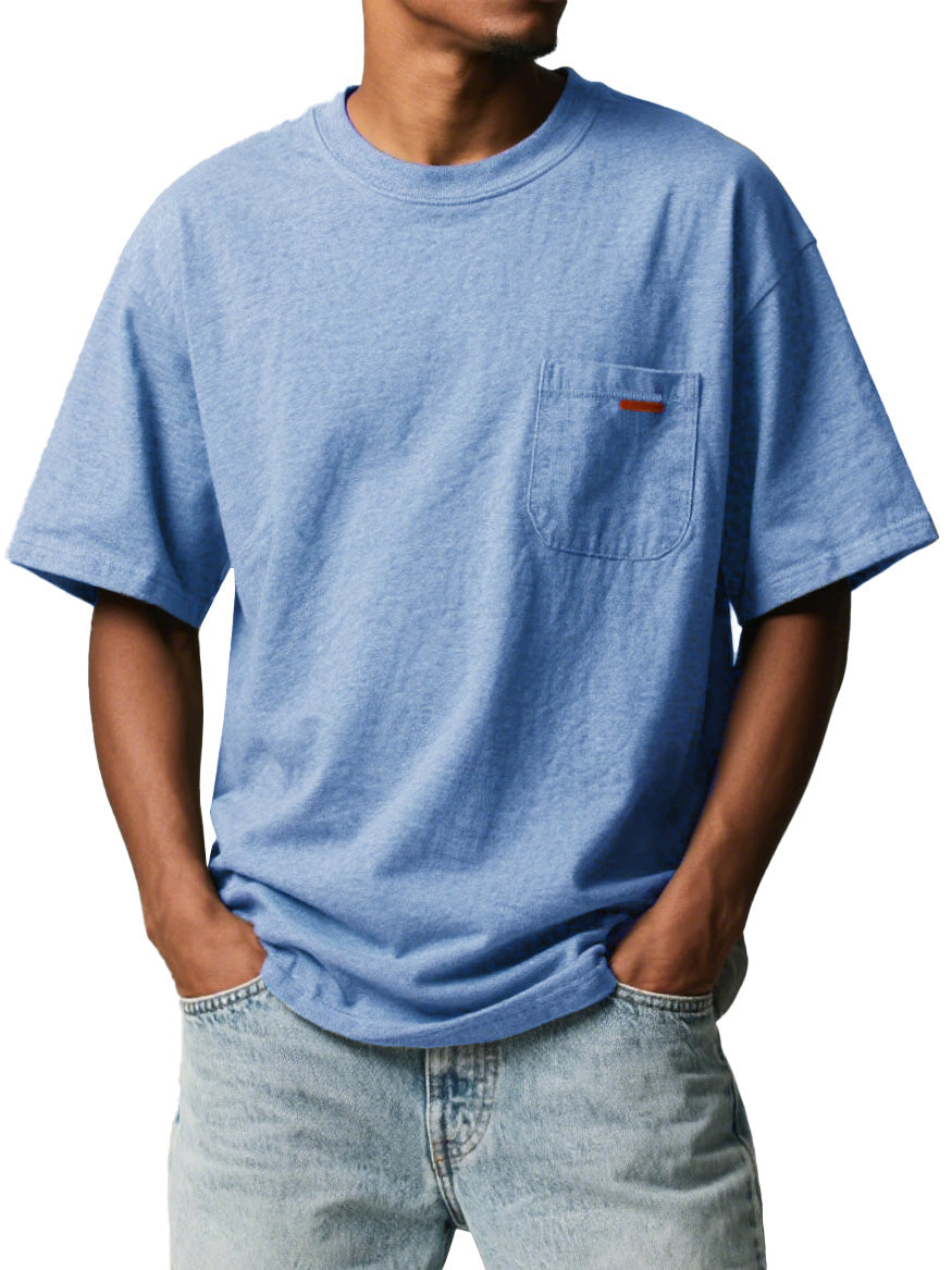 Men's Fashion Retro Workwear Pocket Short-sleeved Crew Neck T-shirt
