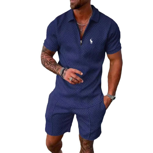 Men's printed POLO shirt suit lapel short-sleeved pullover casual men's T-shirt