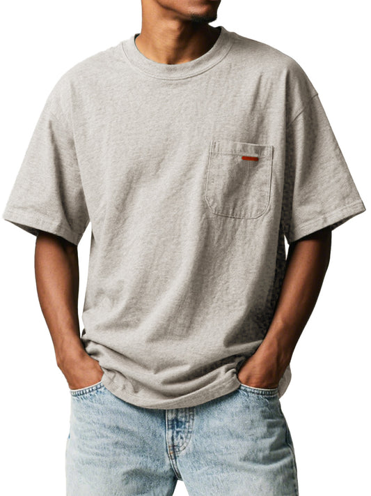 Men's Fashion Retro Workwear Pocket Short-sleeved Crew Neck T-shirt