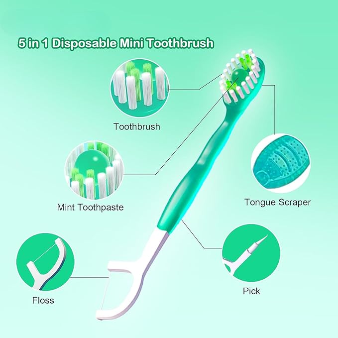 🔥2025 Hot Sale🎁5 in 1 Mini Toothbrush & Floss & Tongue Scraper & Toothpick Set