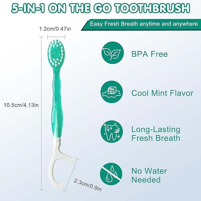🔥2025 Hot Sale🎁5 in 1 Mini Toothbrush & Floss & Tongue Scraper & Toothpick Set