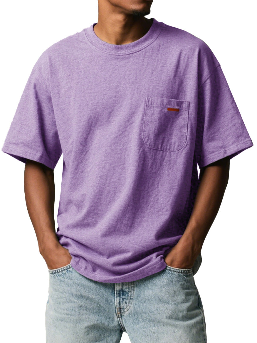 Men's Fashion Retro Workwear Pocket Short-sleeved Crew Neck T-shirt