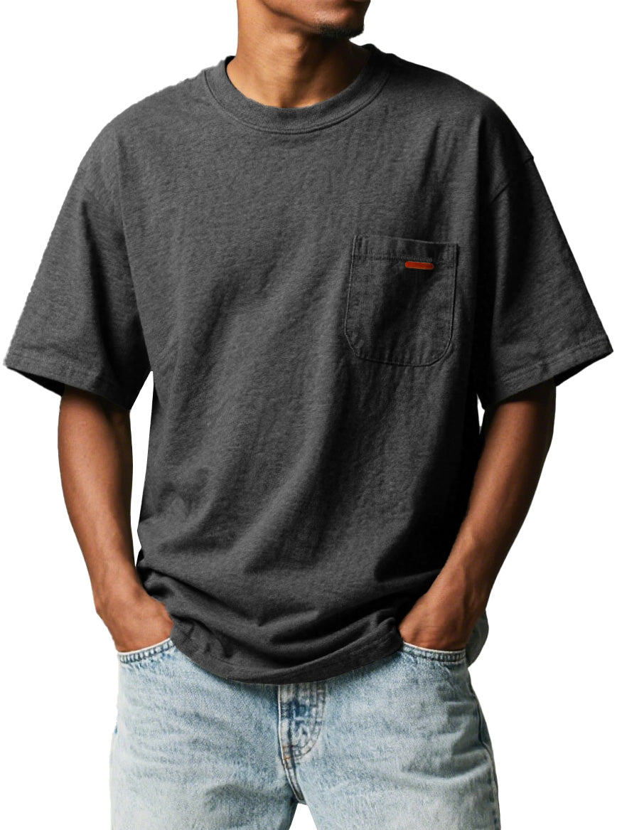 Men's Fashion Retro Workwear Pocket Short-sleeved Crew Neck T-shirt