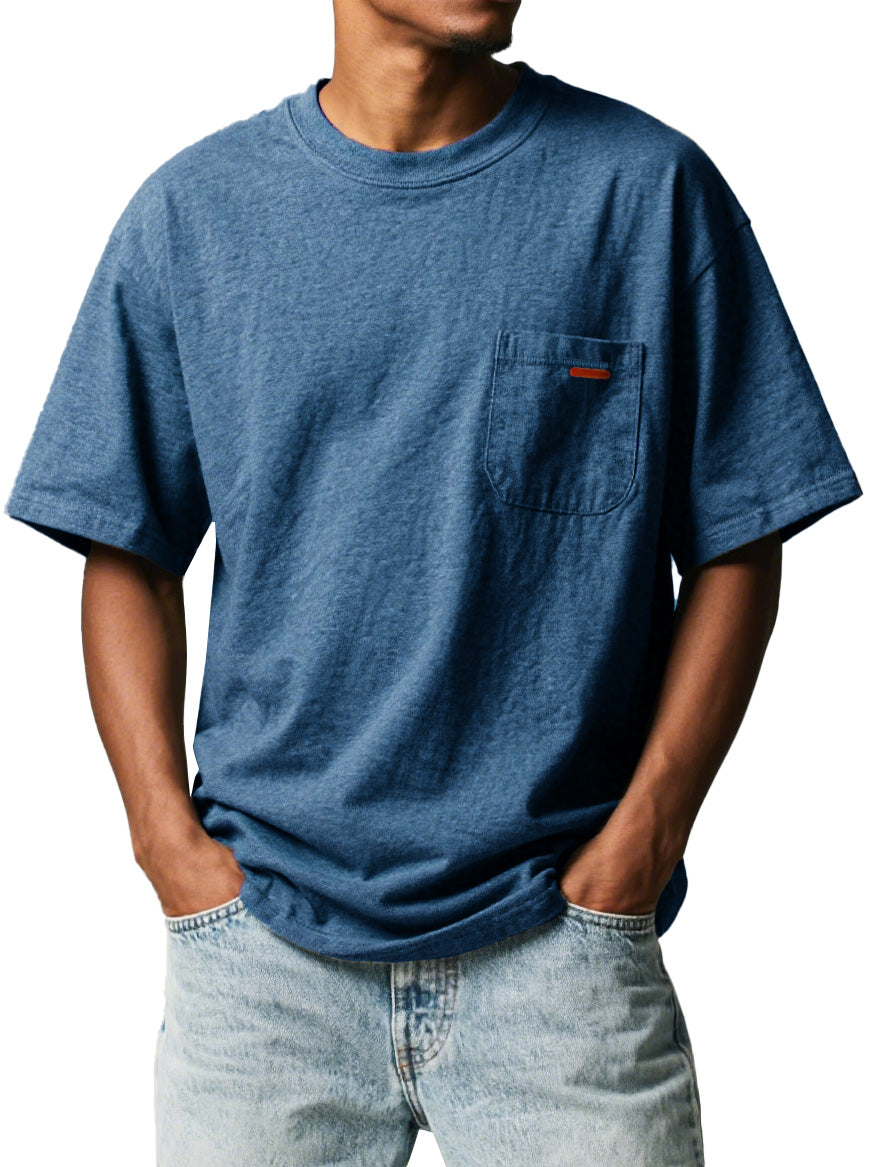 Men's Fashion Retro Workwear Pocket Short-sleeved Crew Neck T-shirt