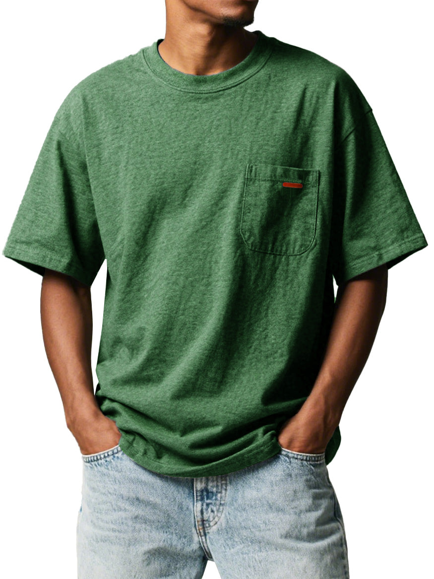 Men's Fashion Retro Workwear Pocket Short-sleeved Crew Neck T-shirt