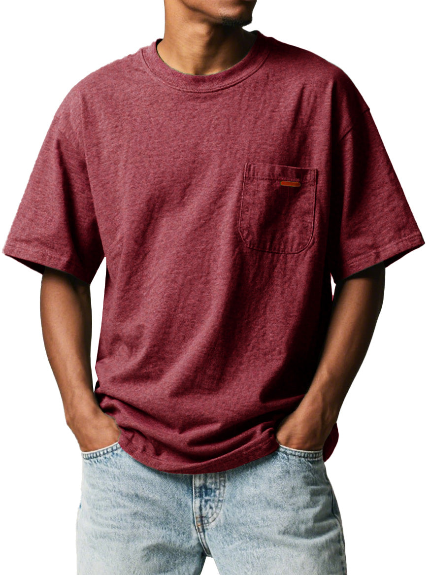 Men's Fashion Retro Workwear Pocket Short-sleeved Crew Neck T-shirt